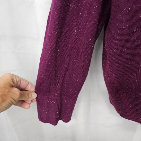 CJ Banks Purple Metallic Sequin Cardigan Sweater Bling 2X - Picture 3 of 11